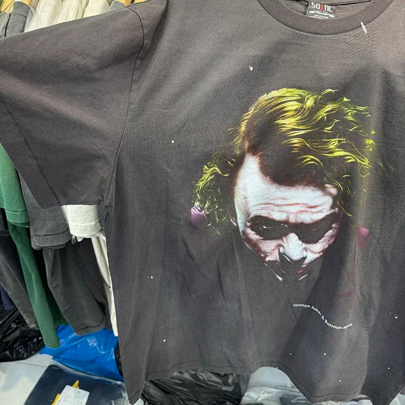 25SS Saint Xxx Stb Round Neck Clown Avatar Washed Print Vintage T Shirt