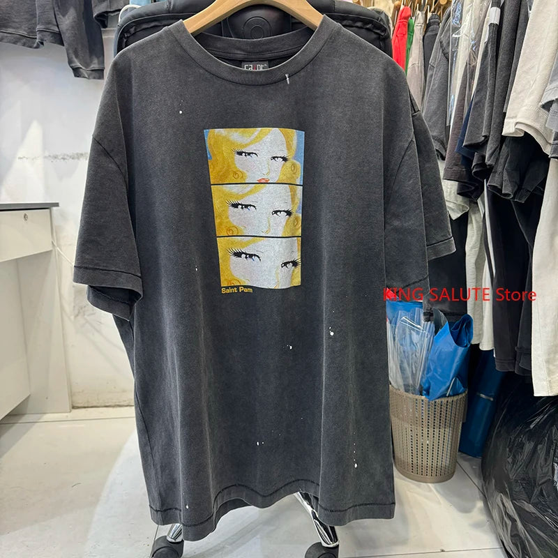 Fashion Casual Saint Night Hymn Letter Print Graphic T Shirts Men Clothing