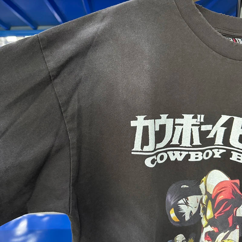 Harajuku Fashion Saint Loose Cartoon Female Lead Print Casual Men Women T Shirt Anime Long Sleeve