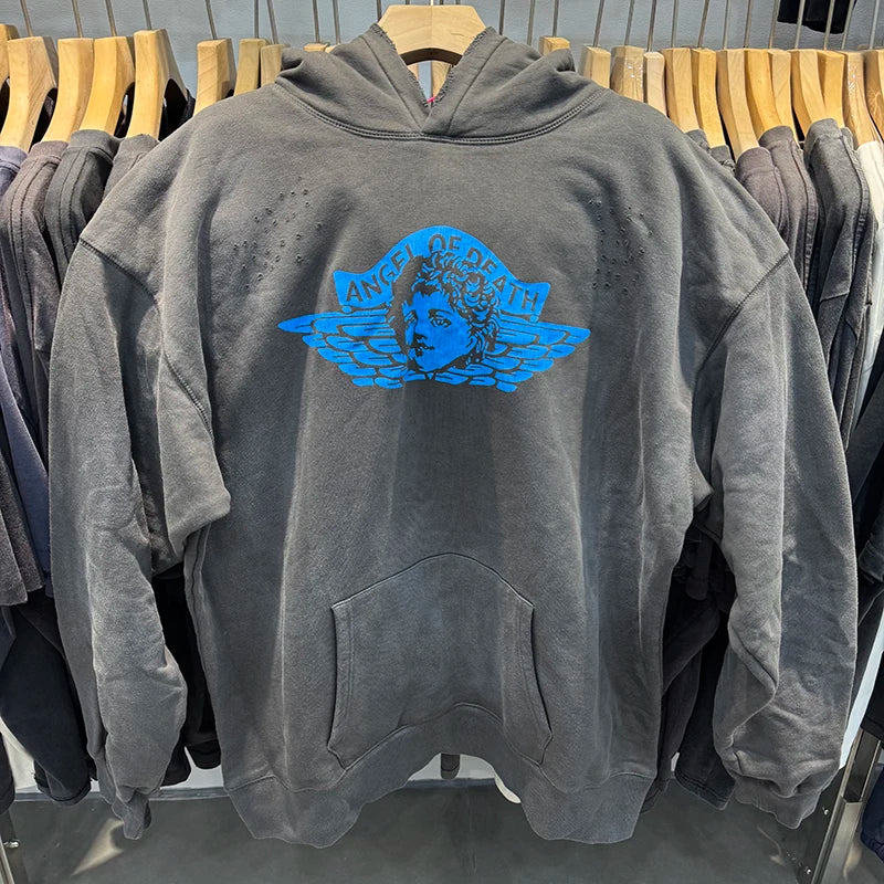 Harajuku Saint Thicken Angel Print Series Hoodies for Men Loose High Quality Vintage Autumn Winter Tops