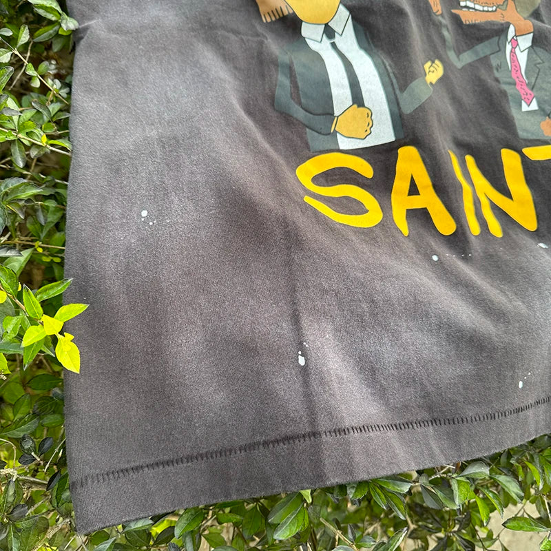 Fun Style Start The Paoture Vintage T Shirt High Quality Letter Print Casual Loose Saint Summer Tops