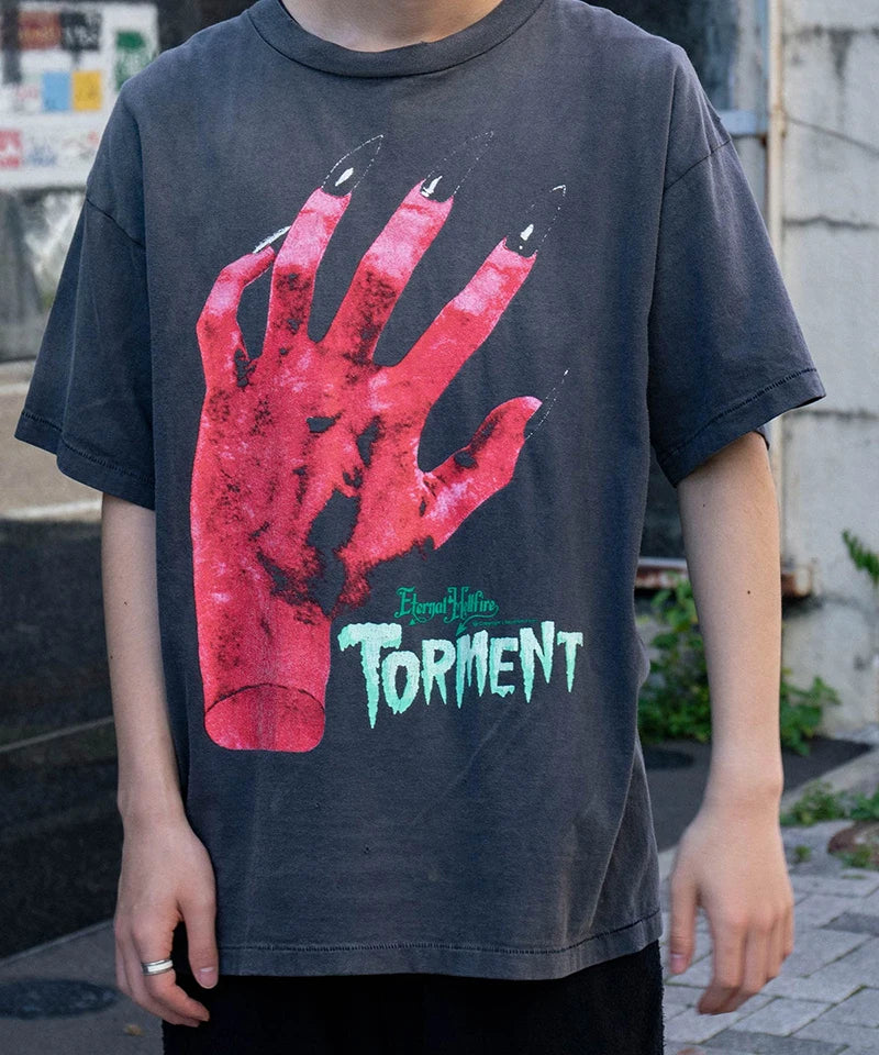 Saint Loose Red Devil Bringer Graphic T Shirts Washed Pure Cotton Hip Hop Style Street Fashion Summer Tees