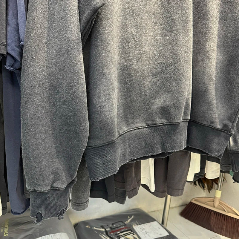 Washed Black SAINT MX6 Street Fashion Men Sweatshirts High Quality Cotton Winter Pullover