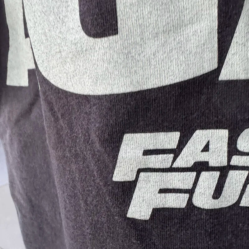 Washed Retro Film Pattern Print High Street Saint Oversized T Shirt Summer Men Casual Fashion Short Sleeve