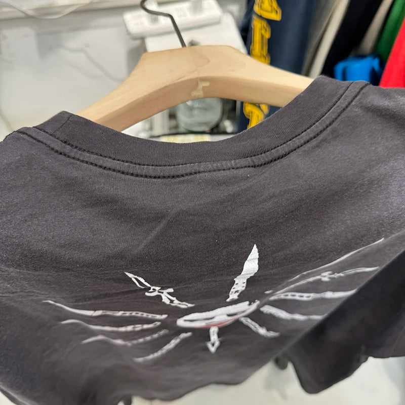 Vintage SAINT Washed American Style WHY SO SERIOUS Letter Print High Street Casual Men Women Cotton T-shirt