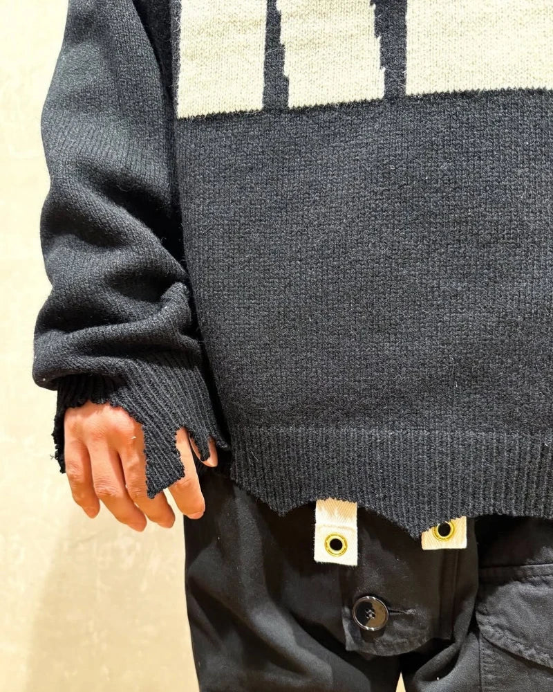 High Quality SAINT Winter Crewneck Wool Sweater KLF Letter Hole Series Casual Men Women 1:1 Fashion Pullovers