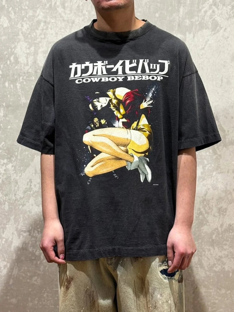 Harajuku Cool Print Saint Fashion Cartoon Characters Graphic T Shirts Washed Retro Men Women 1:1 Summer Short Sleeve