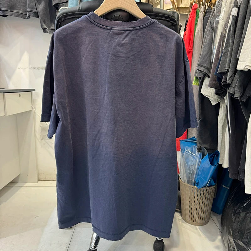 2025 Washed Blue Series SAINT NBHD Pure Cotton Casual T Shirts for Men Loose Fashion Youth