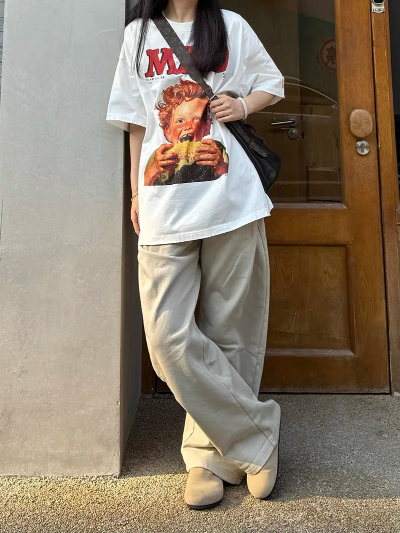 25SS Purey WR MAD Newman Boy Pattern Print Oversized T Shirt High Quality Pure Cotton Youth Fashion Popular Tees