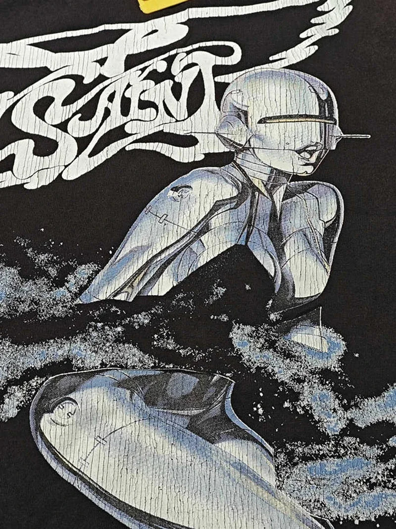 Vintage Series Saint Round Neck Sexy Robot Printed Casual High Quality Oversized T Shirt Harajuku Streetwear Men