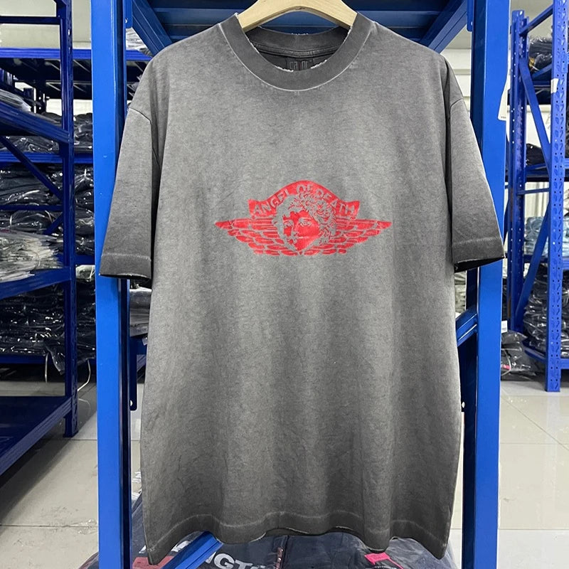 Vintage Series Saint Round Neck Sexy Robot Printed Casual High Quality Oversized T Shirt Harajuku Streetwear Men