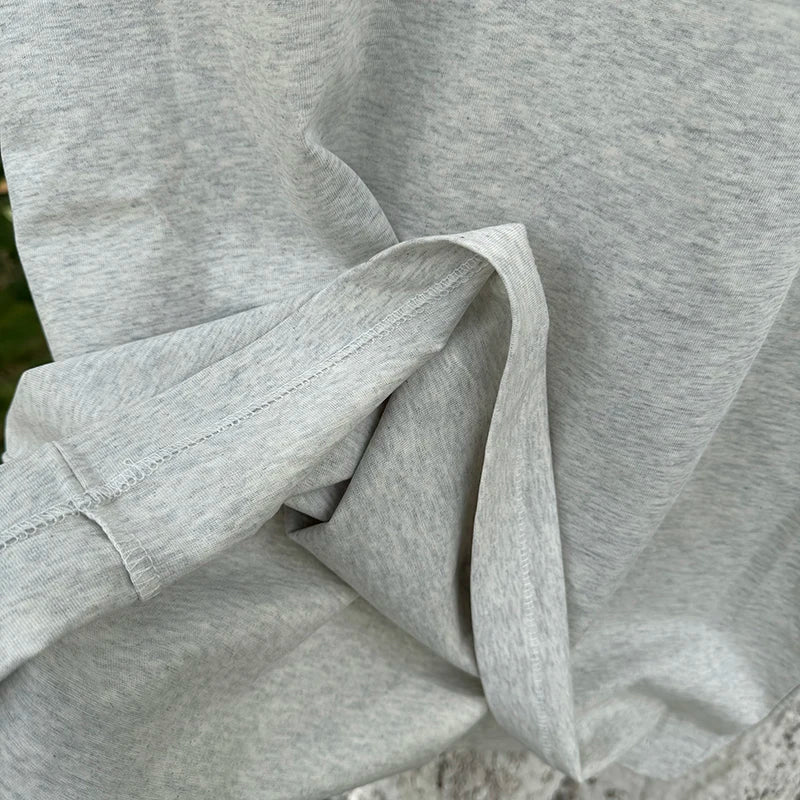 Summer Japan Style Originality Fun Angel Baby High Quality Saint Oversized T Shirt Washed Light Gray Men