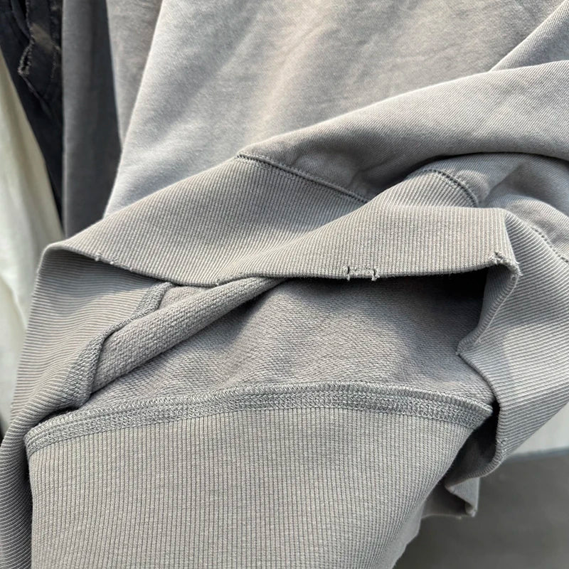 25FW Saint Round Neck Vintage POWRER Printed LOGO Washed Hole Sweatshirts Men Casual Fashion Autumn Tops