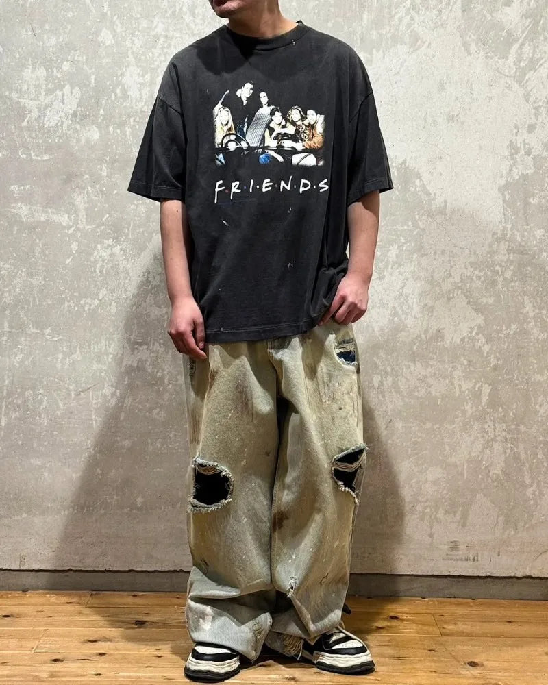 Commuting Style Saint X FRIENDS High Quality Theme Print Graphic T Shirts Retro Pure Cotton Men Women 1:1 Summer Tops