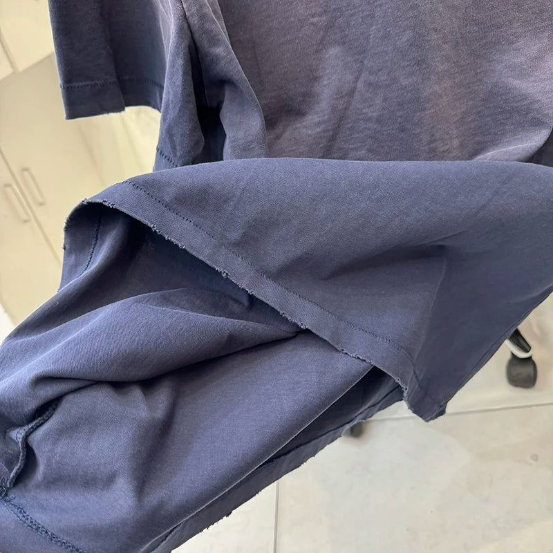 2025 Washed Blue Series SAINT NBHD Pure Cotton Casual T Shirts for Men Loose Fashion Youth