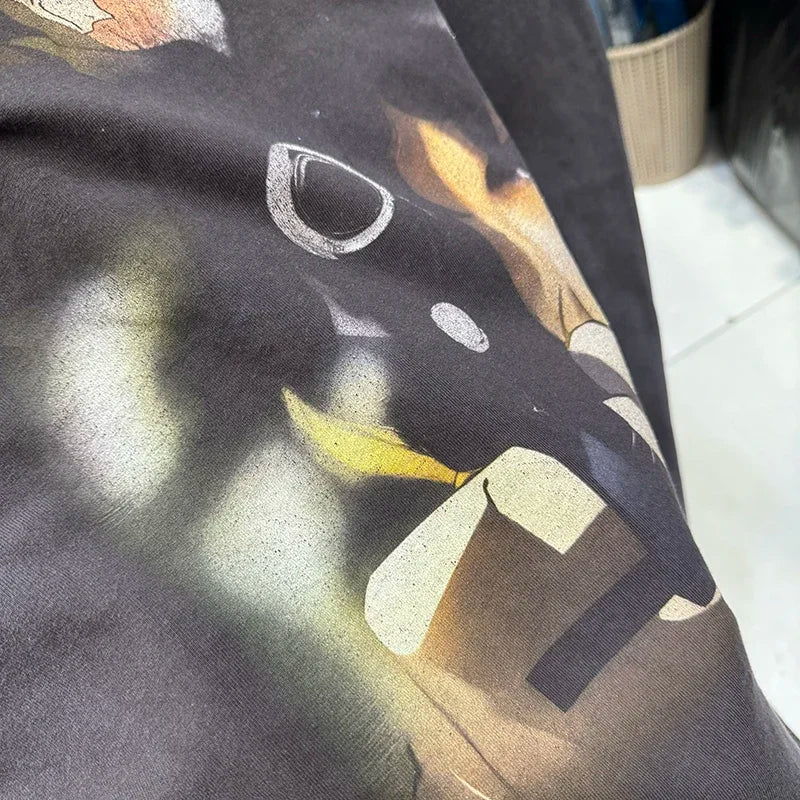 25SS Saint Cartoon Style Female Warrior Graphic T Shirts Street Fashion Men Short Sleeve