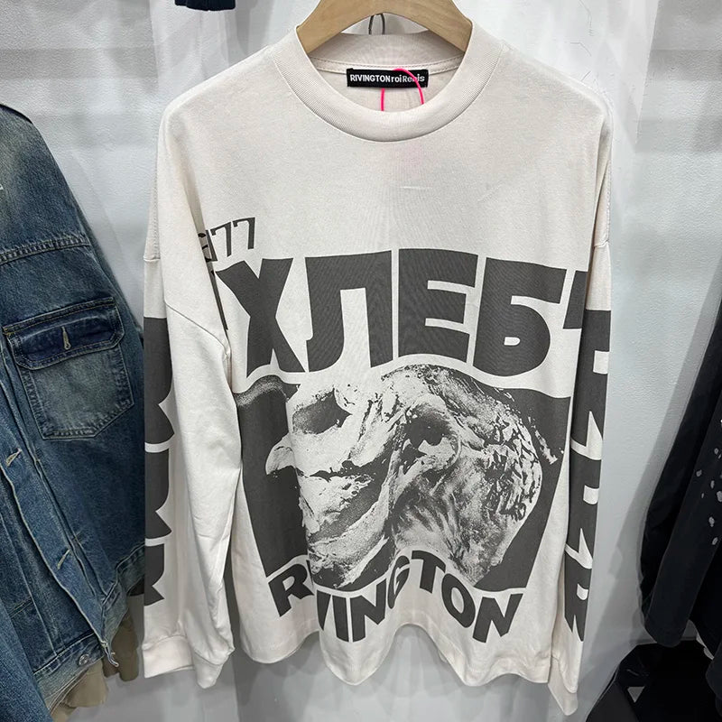 Autumn Trend RRR123 X SV77 Graphic T Shirts High Street Casual Pure Cotton Long Sleeves Tees