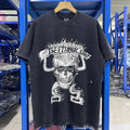 Street Fashion The Eternal Saint Letter Cartoon Skulls Print T Shirt for Men Summer Hip Hop Rap Loose Short Sleeve