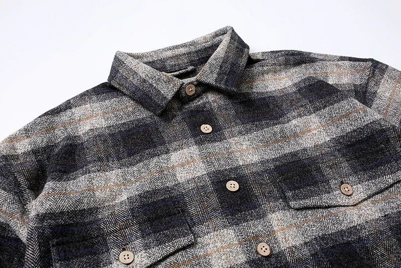 MADNESS Pure Cotton Thick High Quality Black Plaid Men Shirt Street Fashion