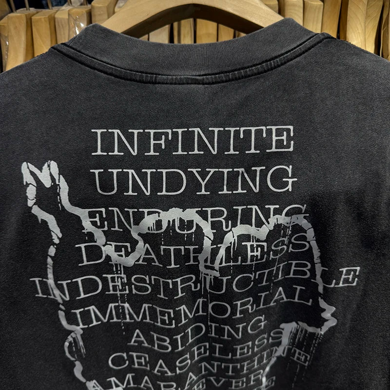 Harajuku Summer Saint Loose Round Neck HOPE SPRINGS Letter Print T Shirts for Men Streetwear