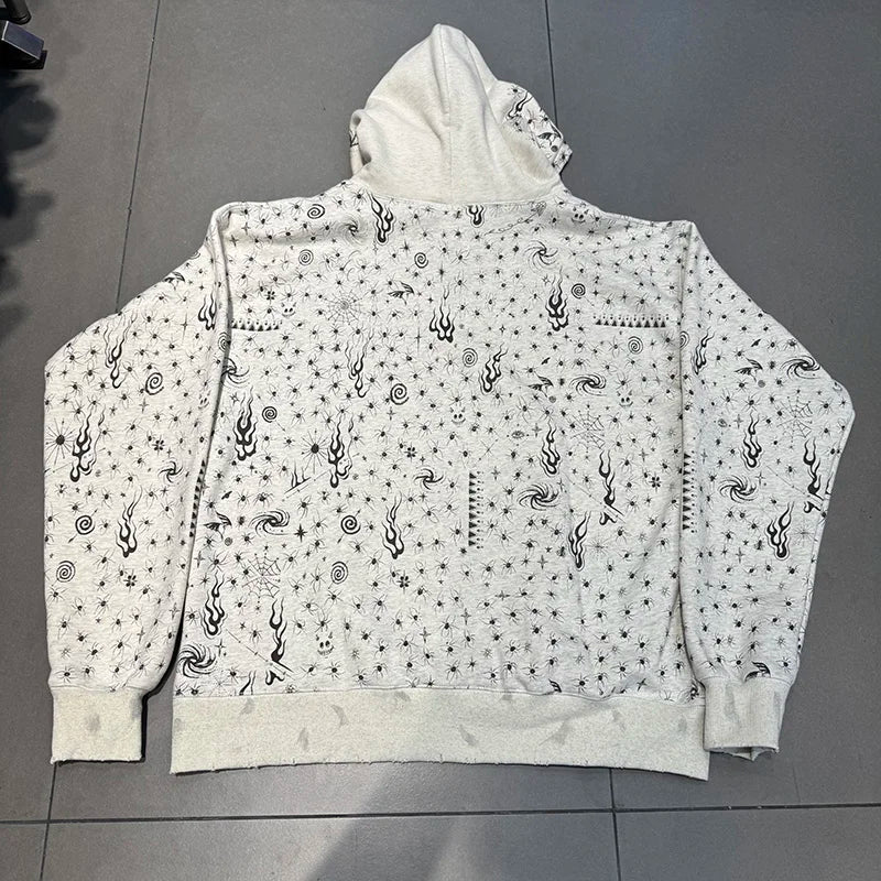 Street Trends Saint Abstract Pattern Oversized Hip Hop Vintage Hoodies Men