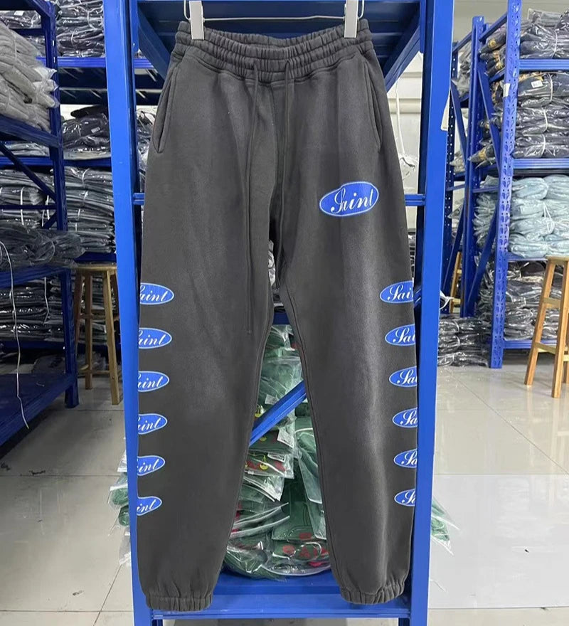 Vintage Saint High Quality Portrait print Washed Casual Pants Autumn Winter Cotton Street Fashion Sweatpants