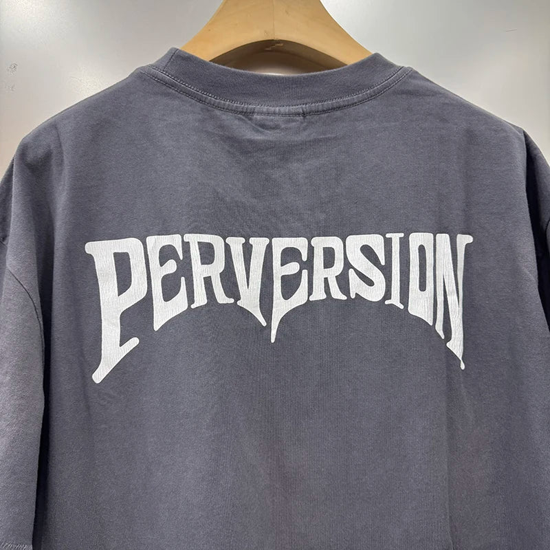High Quality Saint X PERVERSION Distressed Cotton Loose Circular Skulls Graphic T Shirts Streetwear Men