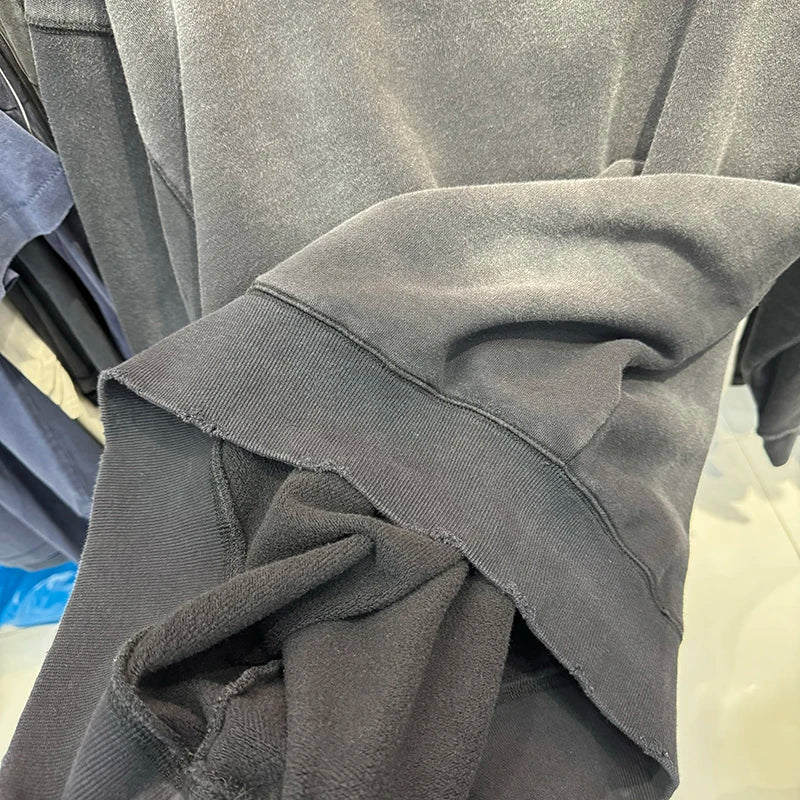 Washed Black SAINT MX6 Street Fashion Men Sweatshirts High Quality Cotton Winter Pullover