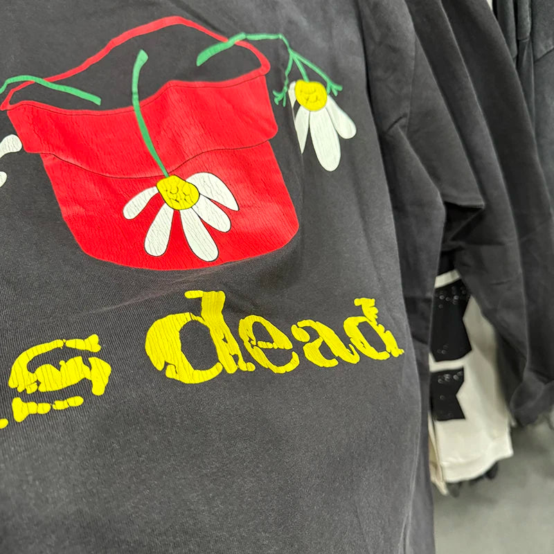 Autumn Saint Crewneck Floral Crack American Retro Long Sleeve Mens T Shirts