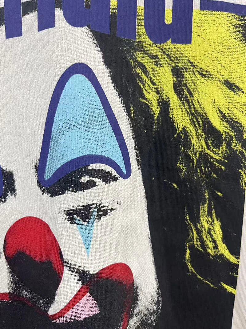 2025 Summer Loose Round Neck Masked Joker Printed Vintage T Shirt Men Street Fashion