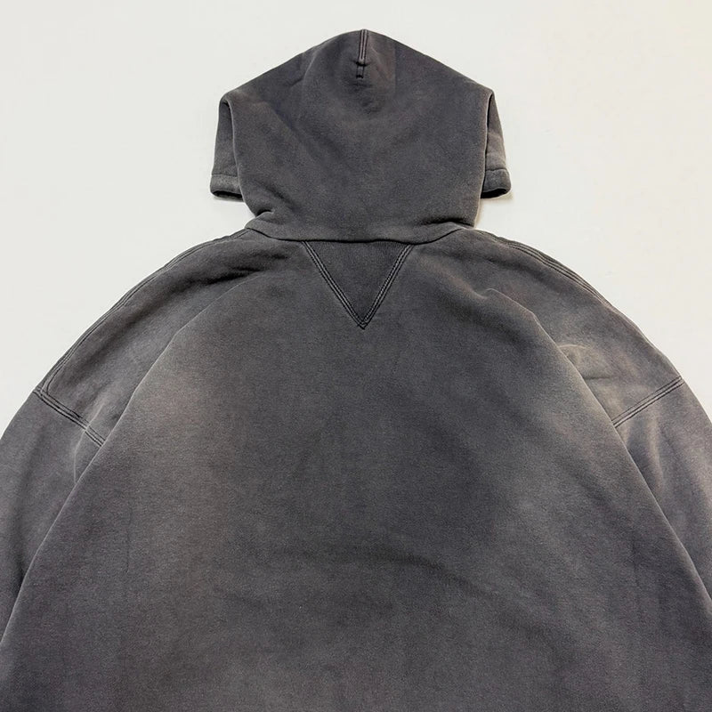 Washed Saint SAAA Letter Print American Retro Wide-waisted Hoodie Men High Street Casual Thick Large Pocket Sweatshirt