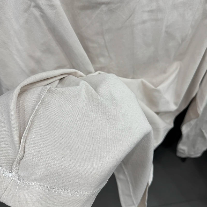 Washed White Saint Fashion Red Circular Printed Autumn Pure Cotton Long Sleeve Mens T Shirts