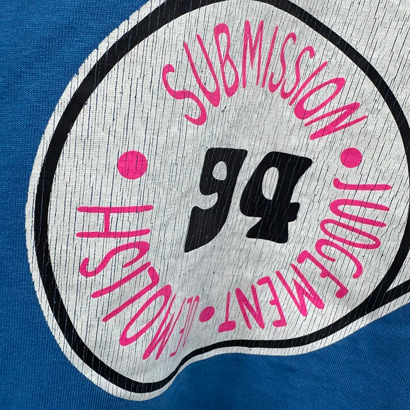 Autumn Winter Long Sleeve Saint Series Vintage Trend Sky Blue T Shirt High Street Casual Men Women Distressed Tops