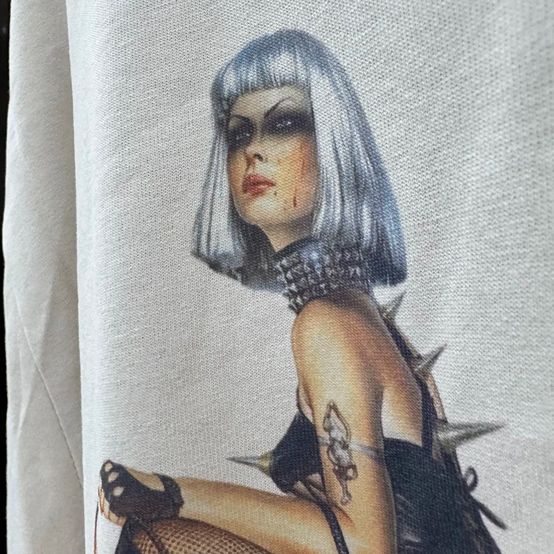 FW25 Saint Retro Round Neck Digital Print Sexy Girl Oversized T Shirt Harajuku High Quality Fashion Men Women Tops