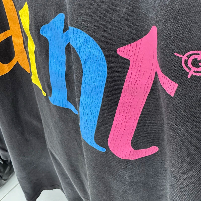 Commuting Style Saint Colorful Letter Print Men Women T Shirts Casual Fashion Autumn Tops