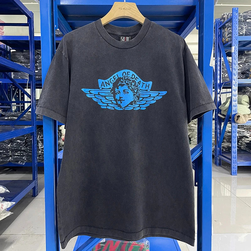 Saint High Quality Casual Loose Smiling Print Men T Shirt