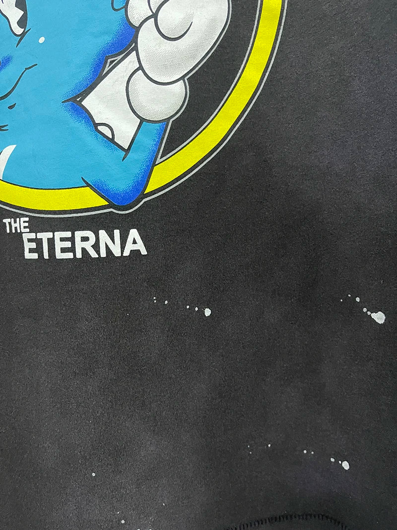 Street Fashion Casper High Quality Washed Summer Short Sleeve Saint Casual Cartoon Letter Print Men Women 1:1 Vintage T-shirt