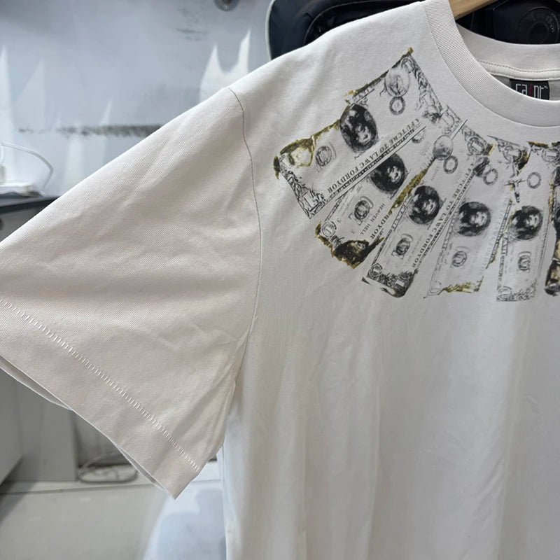 Loose Short Sleeve Saint Round Neck Money Printed T-shirt Men Streetwear
