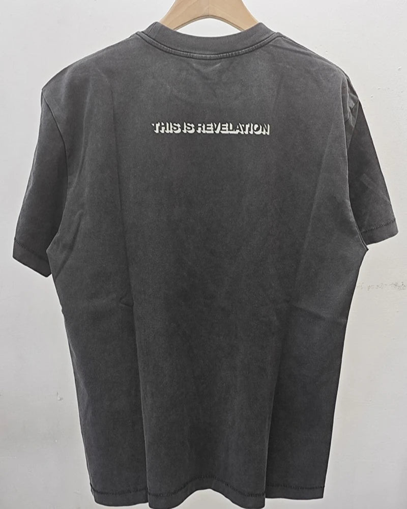 Washed Saint Crack Stereoscopic American Style Vintage T Shirt Street Fashion