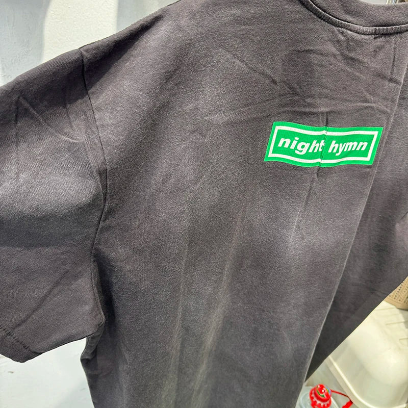 Fashion Casual Saint Night Hymn Letter Print Graphic T Shirts Men Clothing