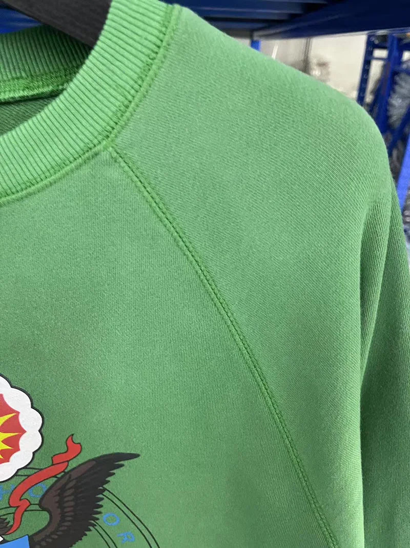 Green Saint Libra Goddess Print Oversized Round Neck Sweatshirts