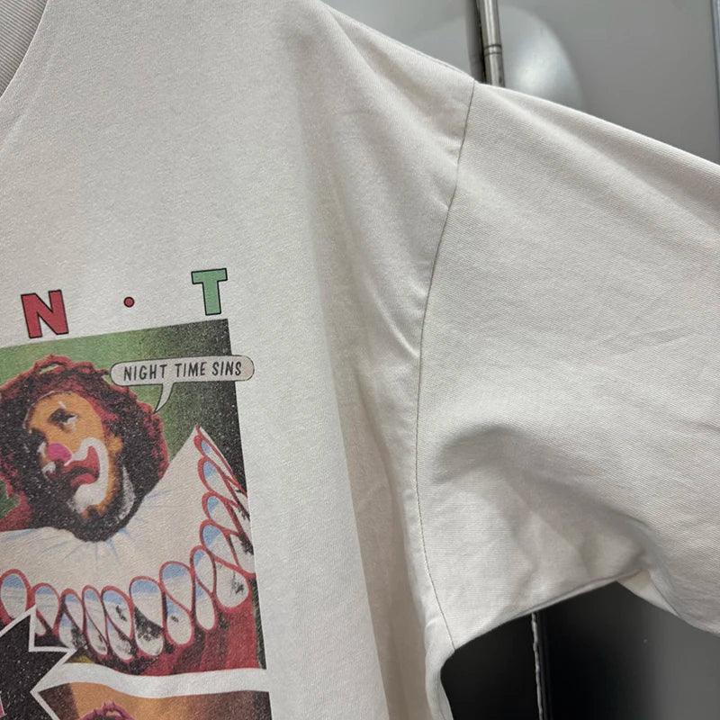 High Street Trend Saint O-Neck Lips Print Portrait Series Graphic T Shirts Autumn Winter Men Women Pure Cotton Long Sleeve