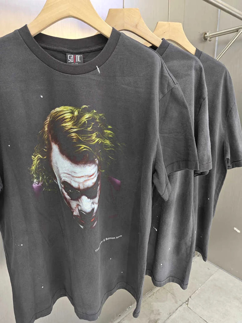 25SS Saint Xxx Stb Round Neck Clown Avatar Washed Print Vintage T Shirt