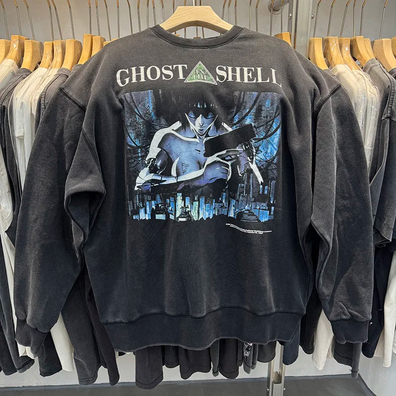 Harajuku Saint Shell Attack Team Vintage Cartoon Print Fashion Men Women Sweatshirts