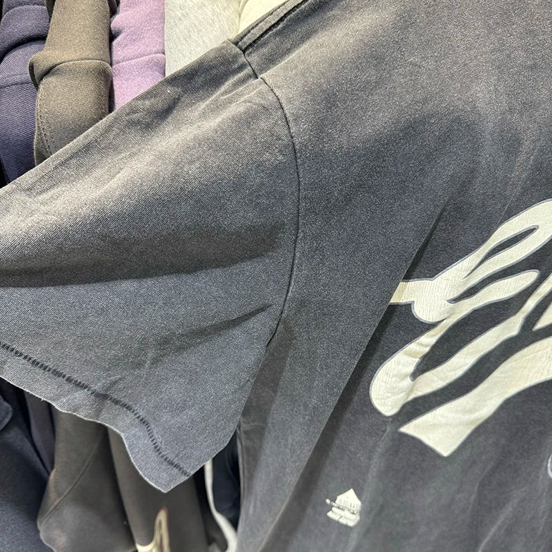 24fw Saint Retro Washed Public Enemy Graphic T Shirts High Street Casual Men Vintage Tees