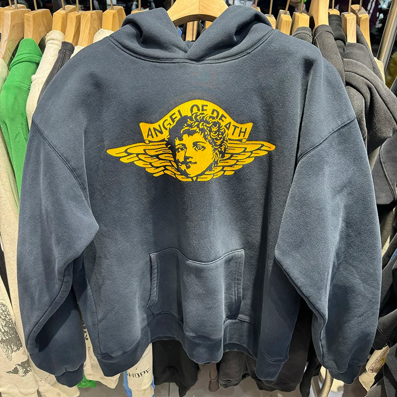 Harajuku Saint Thicken Angel Print Series Hoodies for Men Loose High Quality Vintage Autumn Winter Tops
