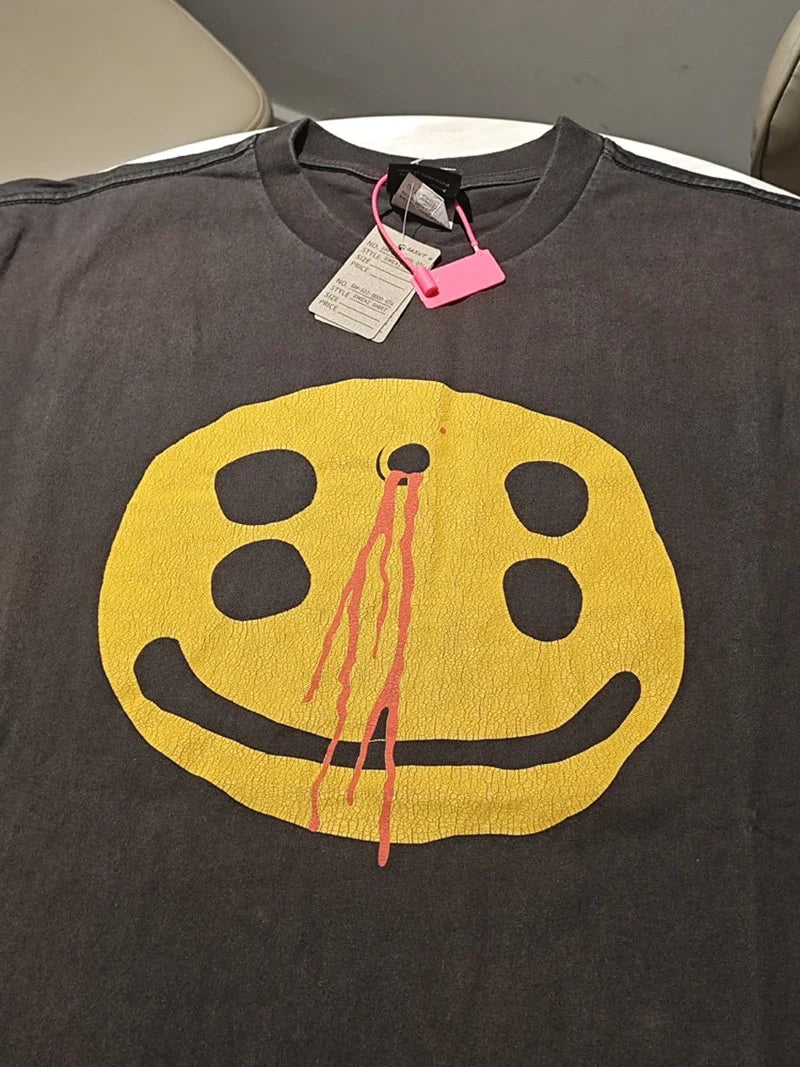 Saint High Quality Casual Loose Smiling Print Men T Shirt