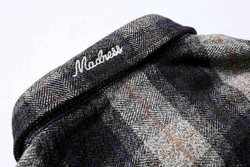 MADNESS Pure Cotton Thick High Quality Black Plaid Men Shirt Street Fashion