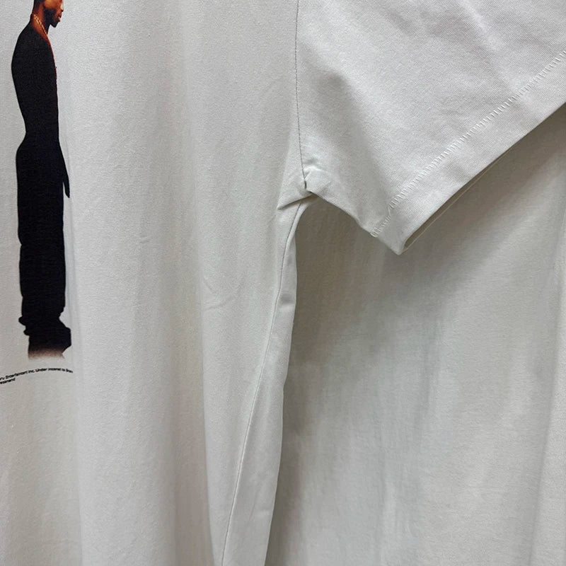 Light Color Saint Cross Medal Print Oversized T Shirt High Street Casual Men Women Fashion TU PAC Summer Tops