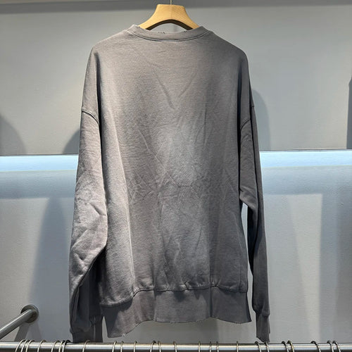 25FW Saint Round Neck Vintage POWRER Printed LOGO Washed Hole Sweatshirts Men Casual Fashion Autumn Tops